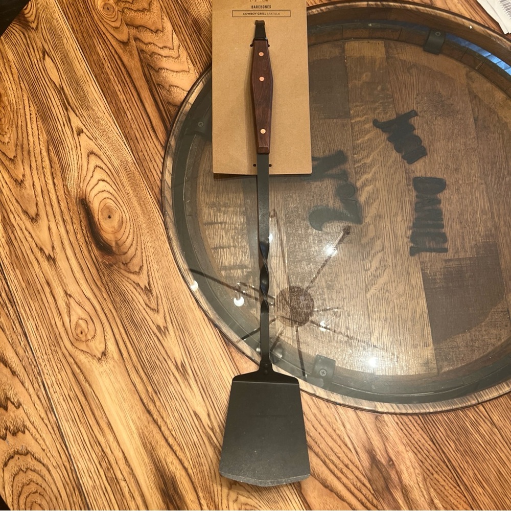 Barebones Living Cowboy Grill Spatula  Steel Construction Walnut Handle